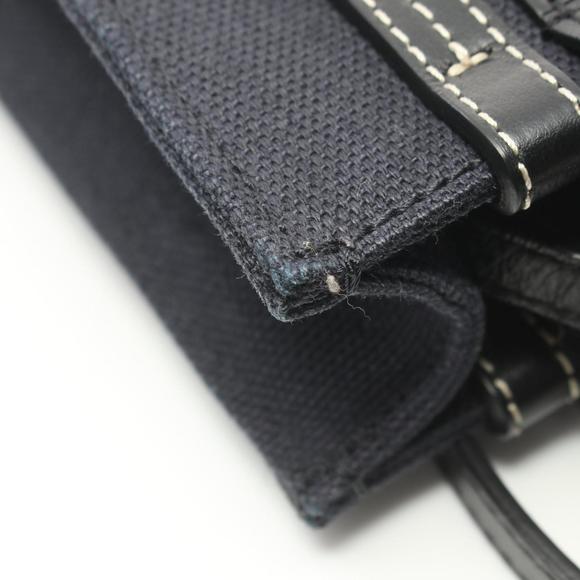 Chloé Chloe WOODY Handbag Canvas Leather Women's Navy Black - Picture 8 of 9